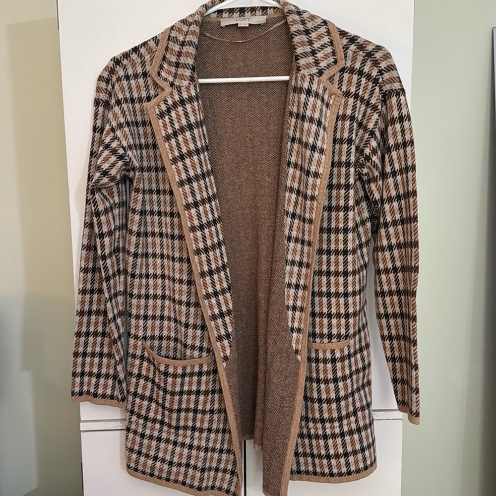 LOFT Chocolate & Caramel Cardigan with Pockets